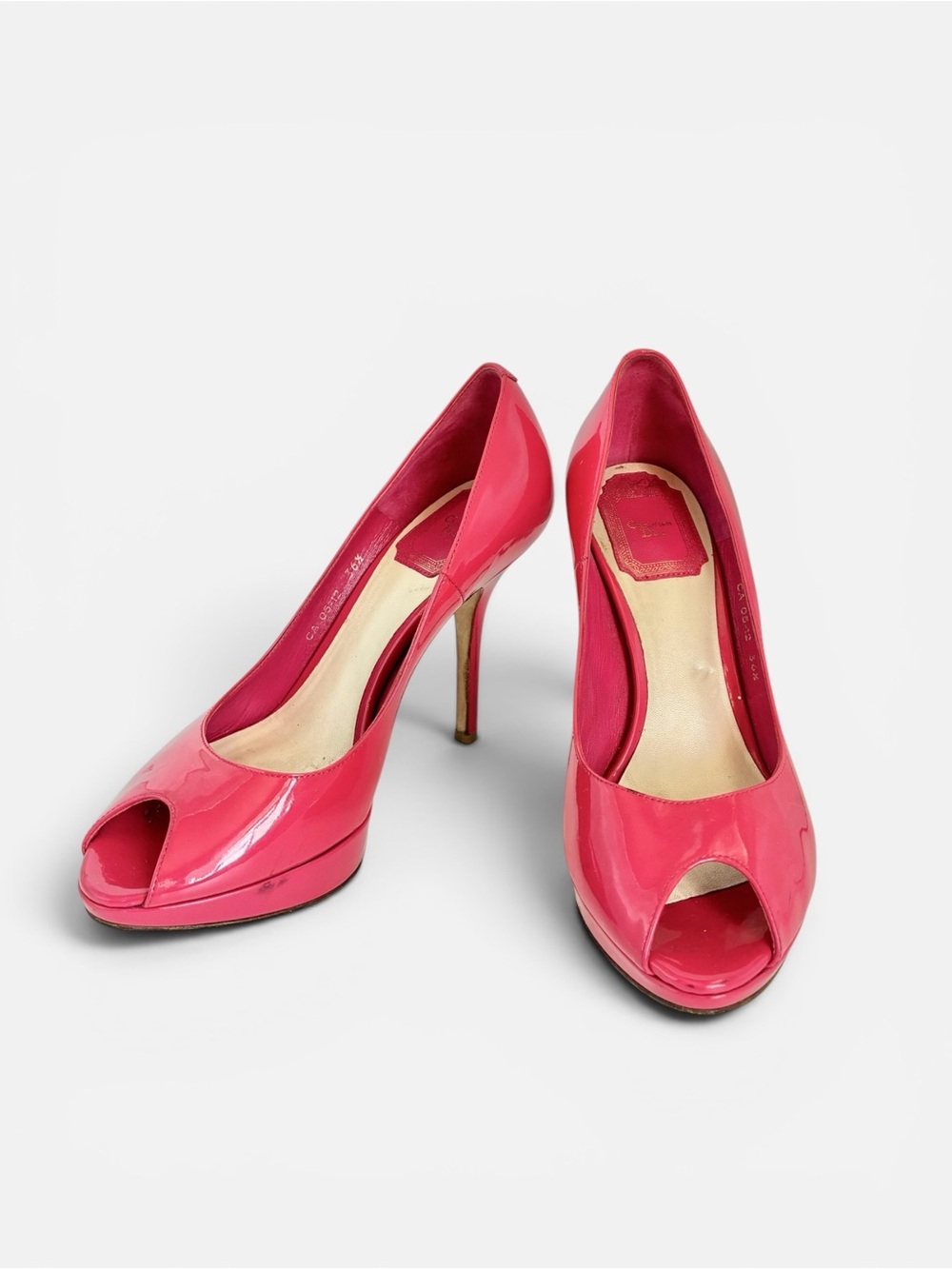 Dior Hot Pink Patent Peep-Toe Stiletto Heels